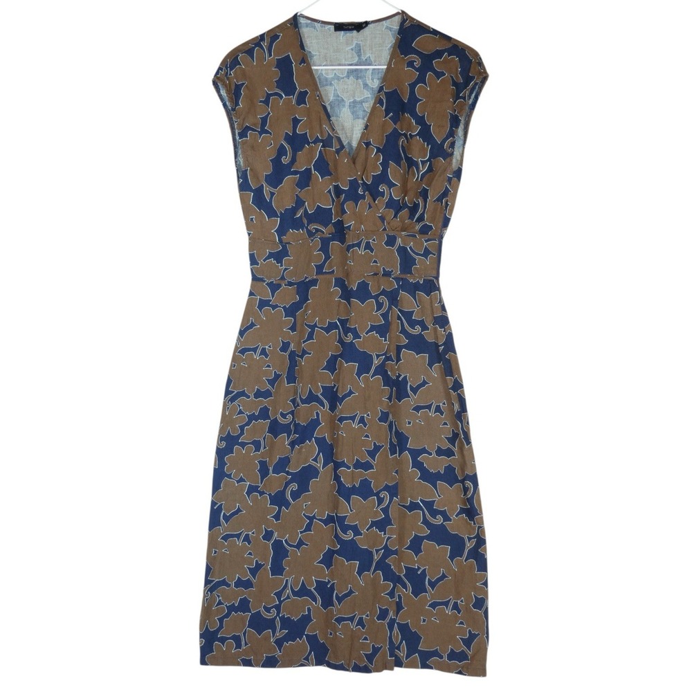 Tatuum Poland 100% Linen Floral Faux Wrap Dress Size 36 US 6‎ / M Sheath